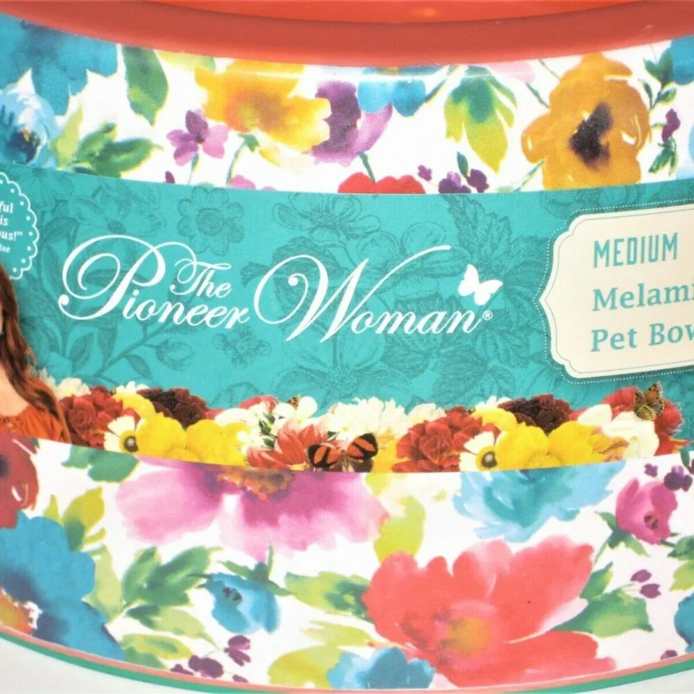 Pioneer Woman Pet Bowl Breezy Blossom Floral Medium 22oz Melamine Dog Cat Dish